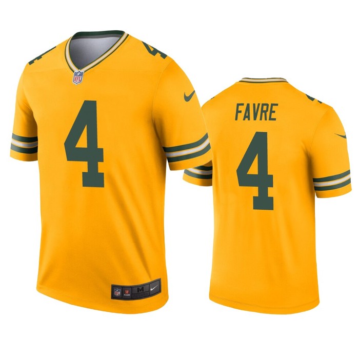 Green Bay Packers Brett Favre Gold Inverted Legend Jersey - Cocomos