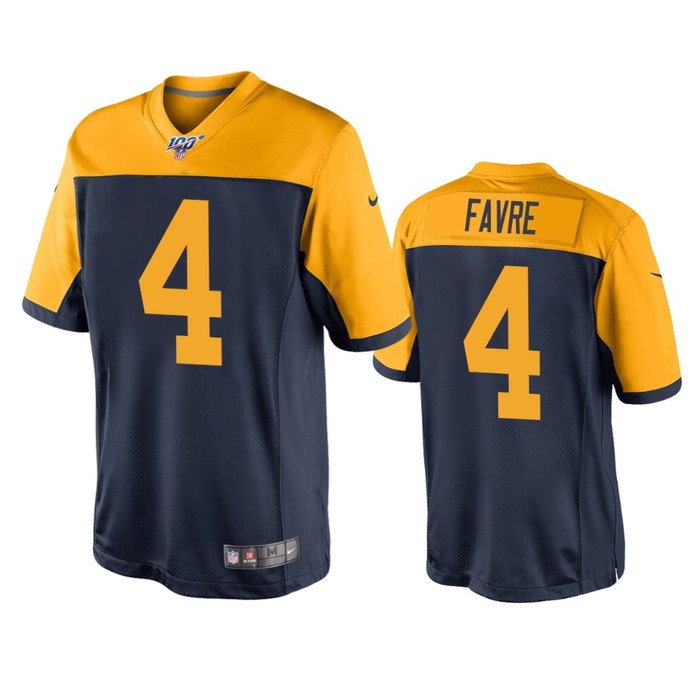 Green Bay Packers Brett Favre Navy 100th Season Throwback Jersey