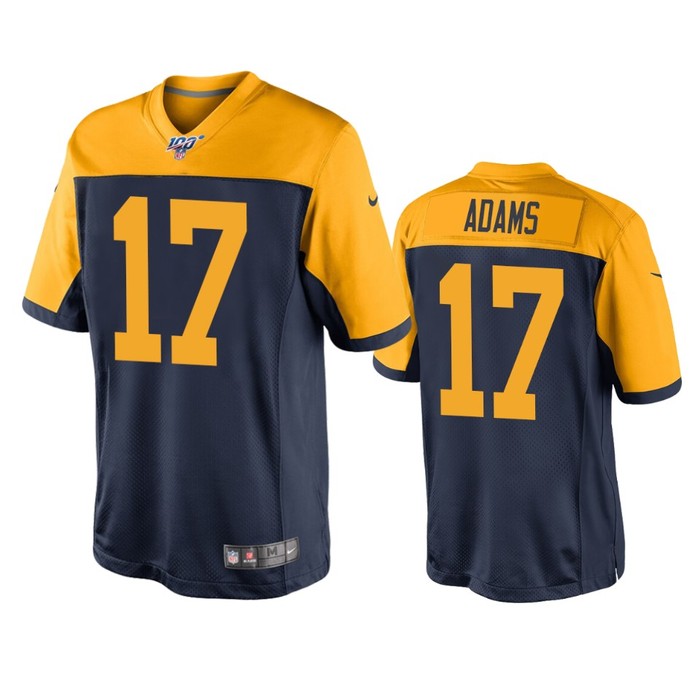 Green Bay Packers Davante Adams Navy 100th Season Throwback Jersey