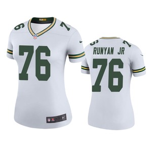 Green Bay Packers Jon Runyan Jr. White Color Rush Legend Jersey - Womens