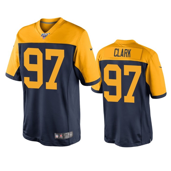 Green Bay Packers Kenny Clark Navy 100th Season Throwback Jersey