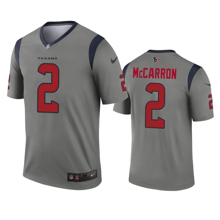 Houston Texans Aj Mccarron Gray Inverted Legend Jersey