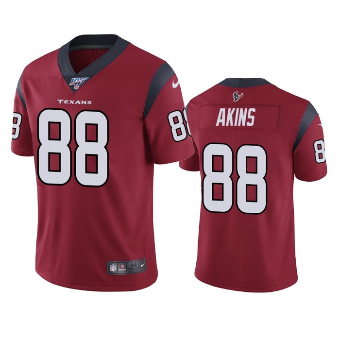 Houston Texans Jordan Akins Red 100th Season Vapor Limited Jersey - Cocomos