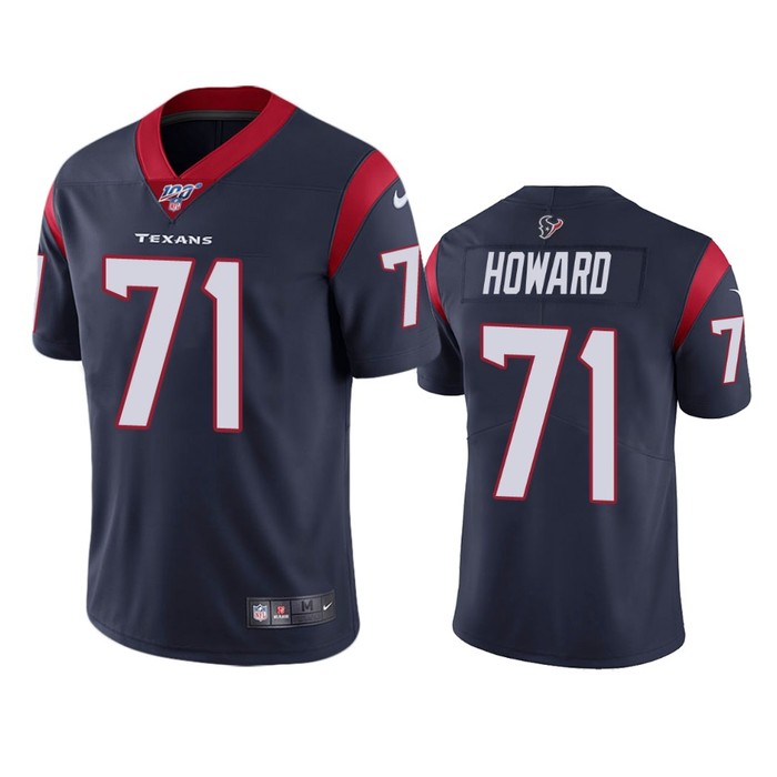 Houston Texans Tytus Howard Navy 100th Season Vapor Limited Jersey - Cocomos