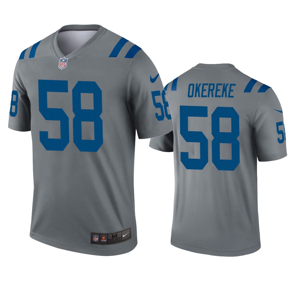 Indianapolis Colts Bobby Okereke Gray Inverted Legend Jersey - Cocomos