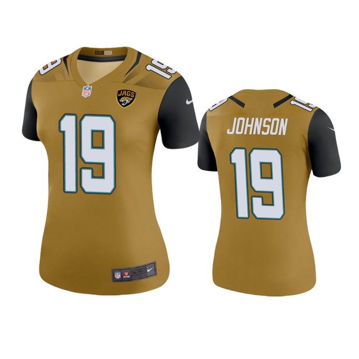 Jacksonville Jaguars Collin Johnson Gold Color Rush Legend Jersey - Womens