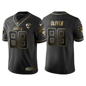 Jacksonville Jaguars Josh Oliver 25th Anniversary Black Gold Logo Jersey - Cocomos