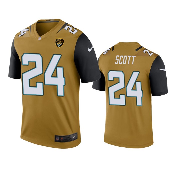 Jacksonville Jaguars Josiah Scott Bold Gold Color Rush Legend Jersey