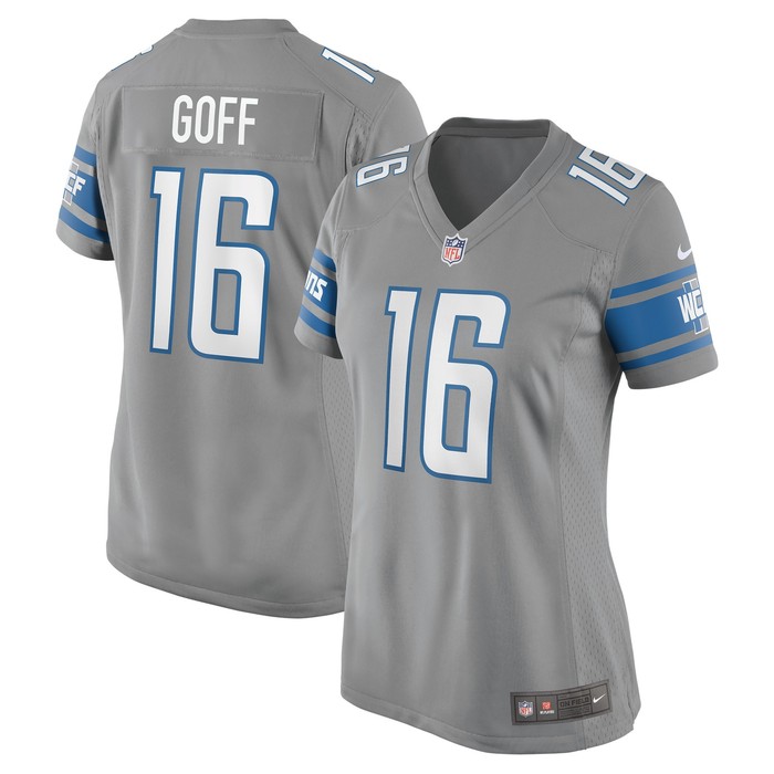 Jared Goff Detroit Lions Womens Game Jersey Silver Nfl