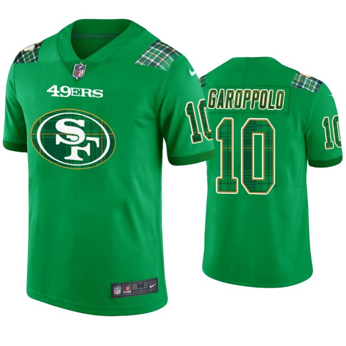 Jimmy Garoppolo San Francisco 49ers #10 Jersey St. Patricks Day Kelly Green Lucky - Men