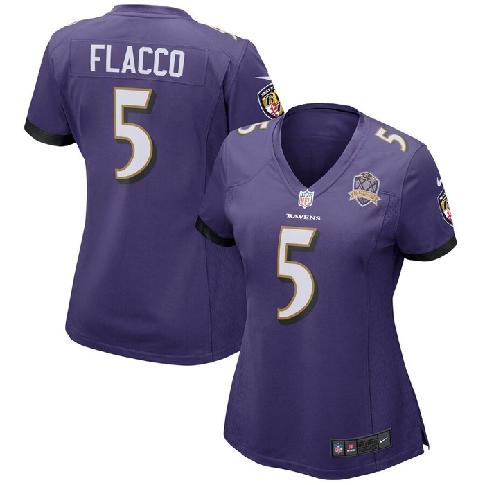 Joe Flacco Baltimore Ravens Nike Womens Patch Game Jersey - Purple