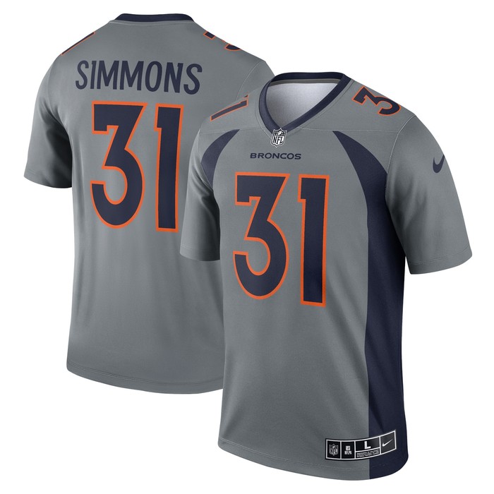 Justin Simmons Denver Broncos Inverted Legend Jersey - Gray Nfl