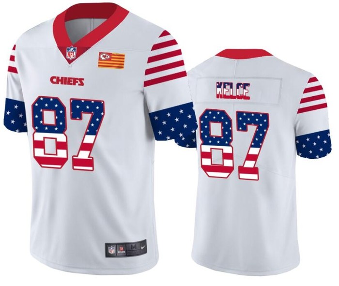 Kansas City Chiefs 87 White Throwback Flag Jersey