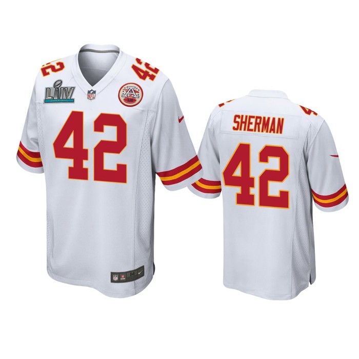 Kansas City Chiefs Anthony Sherman White Super Bowl Liv Game Jersey