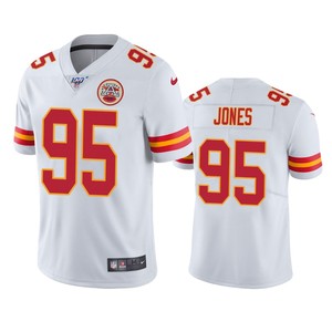 Kansas City Chiefs Chris Jones White 100th Season Vapor Limited Jersey