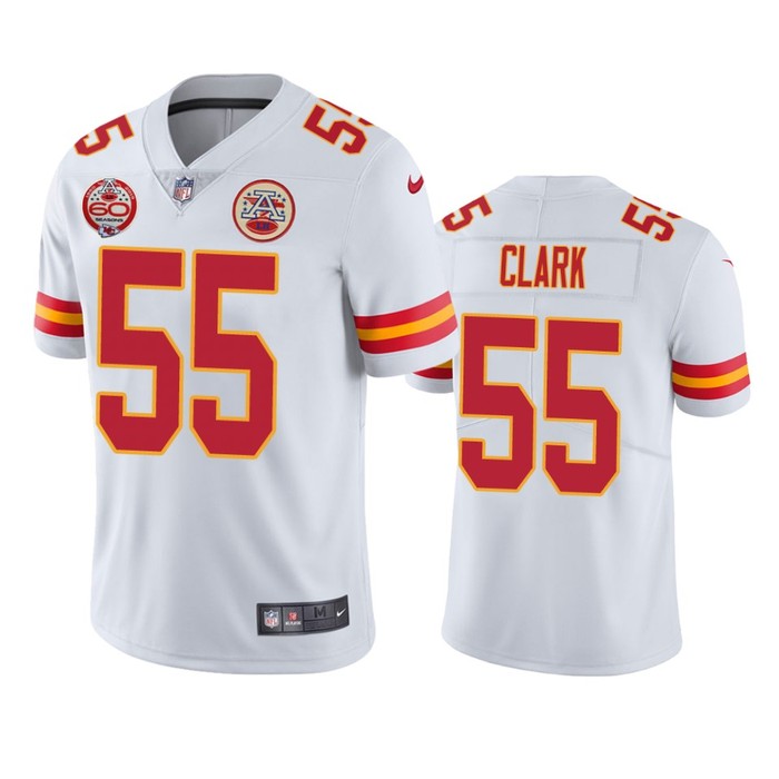 Kansas City Chiefs Frank Clark White 60th Anniversary Vapor Limited Jersey