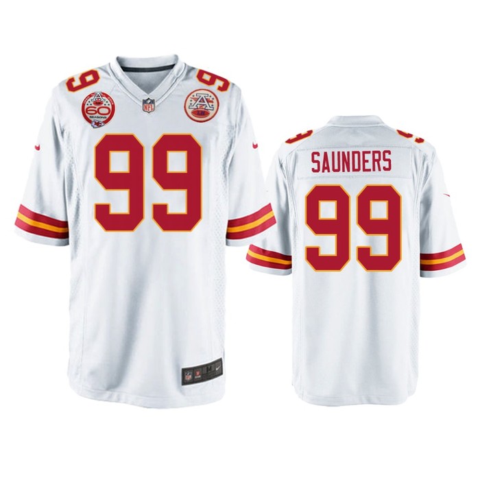 Kansas City Chiefs Khalen Saunders White 60th Anniversary Game Jersey