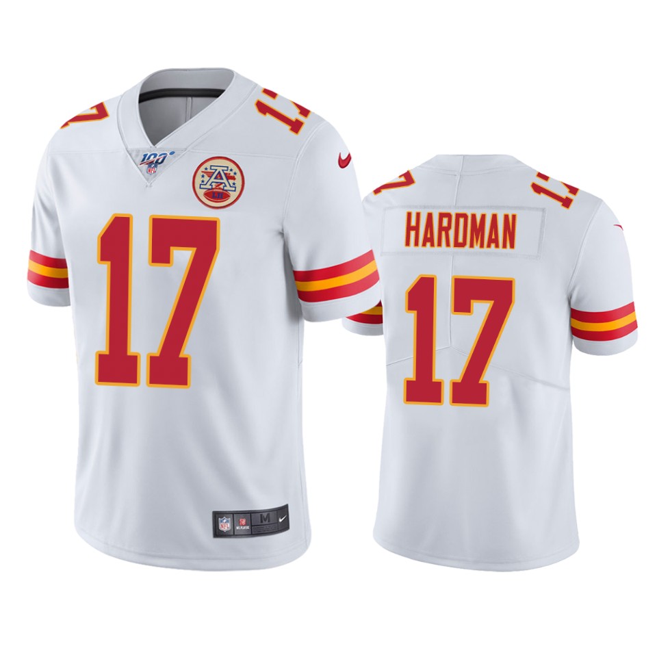 Kansas City Chiefs Mecole Hardman White 100th Season Vapor Limited Jersey - Cocomos