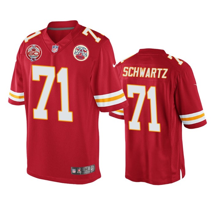 Kansas City Chiefs Mitchell Schwartz Red 60th Anniversary Game Jersey