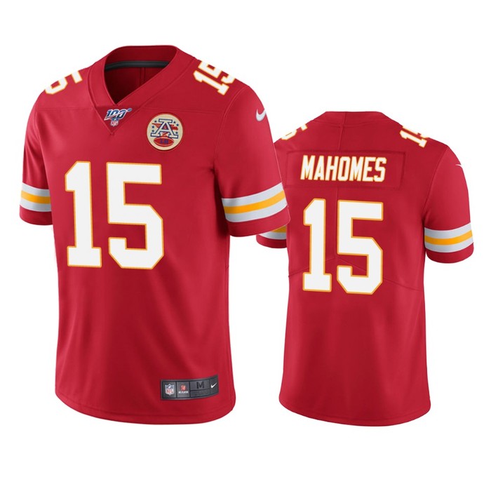 Kansas City Chiefs Patrick Mahomes Red 100th Season Vapor Limited Jersey