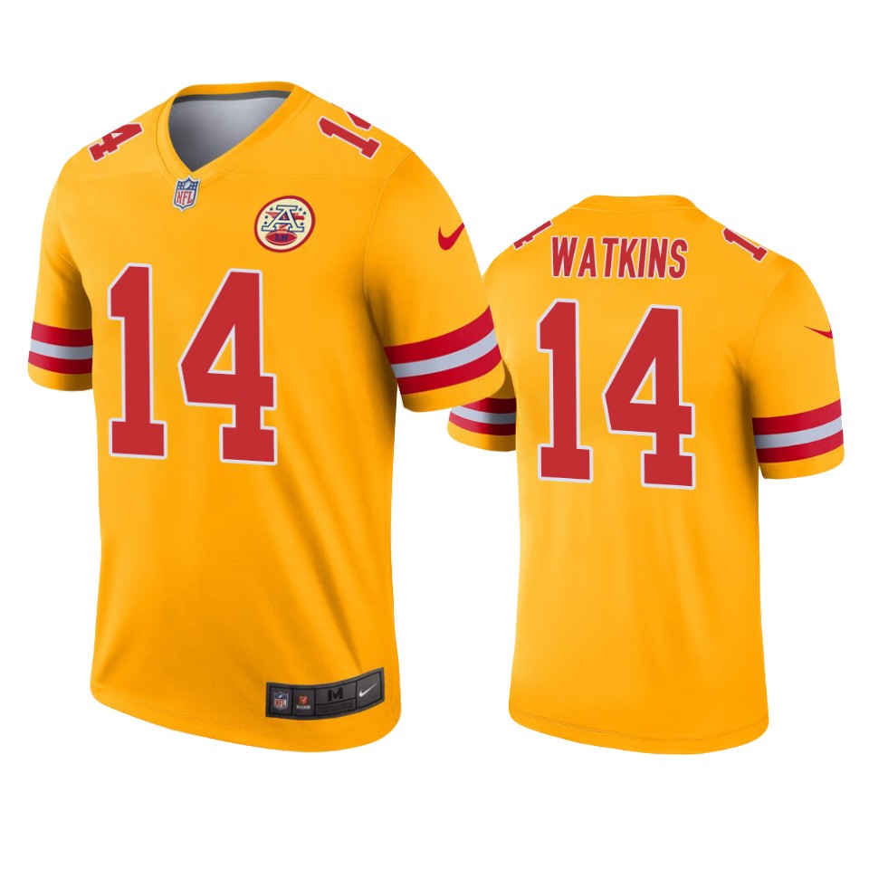 Kansas City Chiefs Sammy Watkins Gold Inverted Legend Jersey - Cocomos