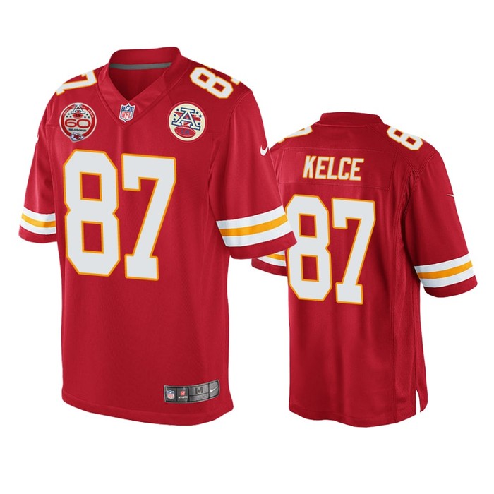 Kansas City Chiefs Travis Kelce Red 60th Anniversary Game Jersey