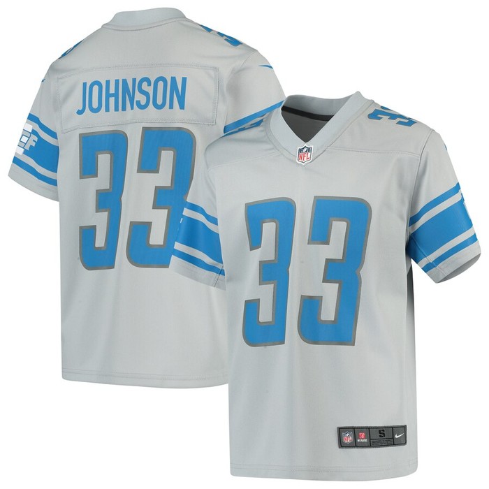 Kerryon Johnson Detroit Lions Nike Youth Inverted Game Jersey - Silver