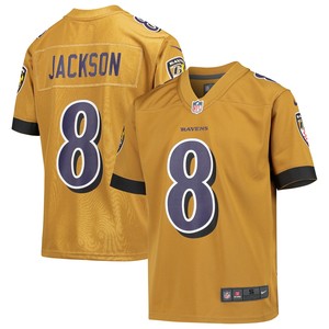 Lamar Jackson Baltimore Ravens Inverted Game Jersey - Gold Nfl