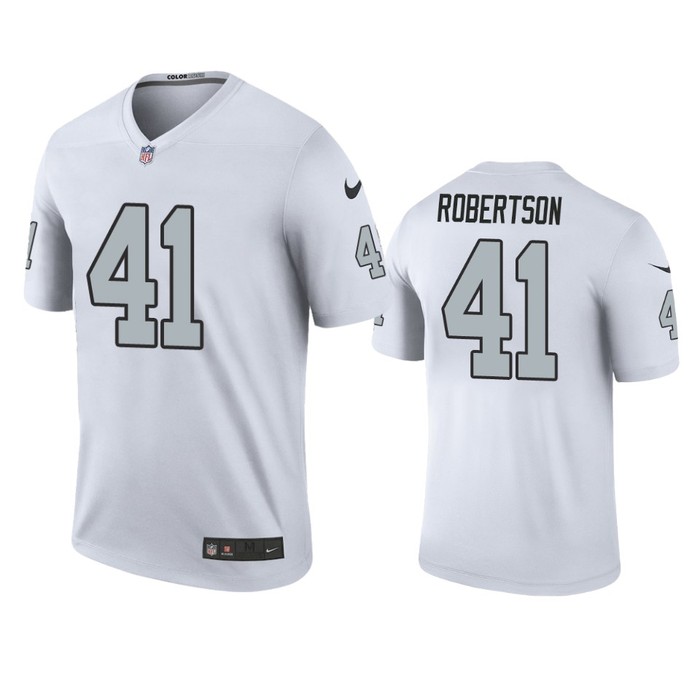 Las Vegas Raiders Amik Robertson White Color Rush Legend Jersey