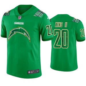 Los Angeles Chargers #20 Desmond King Jersey St. Patricks Day Kelly Green Lucky - Men