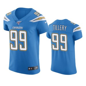 Los Angeles Chargers Jerry Tillery Powder Blue 100th Season Vapor Elite Jersey