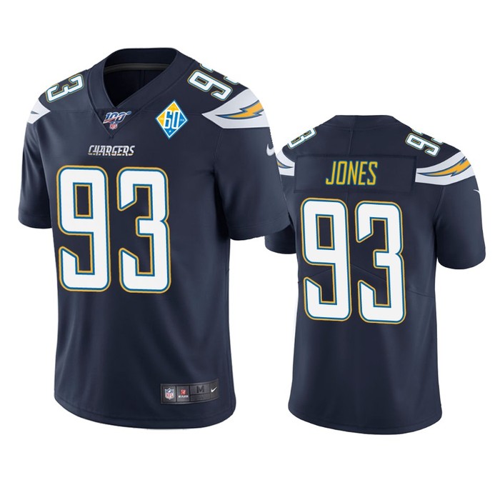 Los Angeles Chargers Justin Jones Navy 60th Anniversary Vapor Limited Jersey