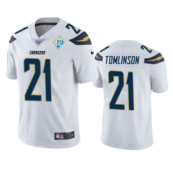 Los Angeles Chargers Ladainian Tomlinson White 60th Anniversary Vapor Limited Jersey