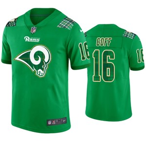 Los Angeles Rams #16 Jared Goff Jersey St. Patricks Day Kelly Green Lucky - Men