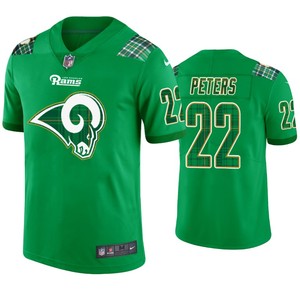 Los Angeles Rams #22 Marcus Peters Jersey St. Patricks Day Kelly Green Lucky - Men