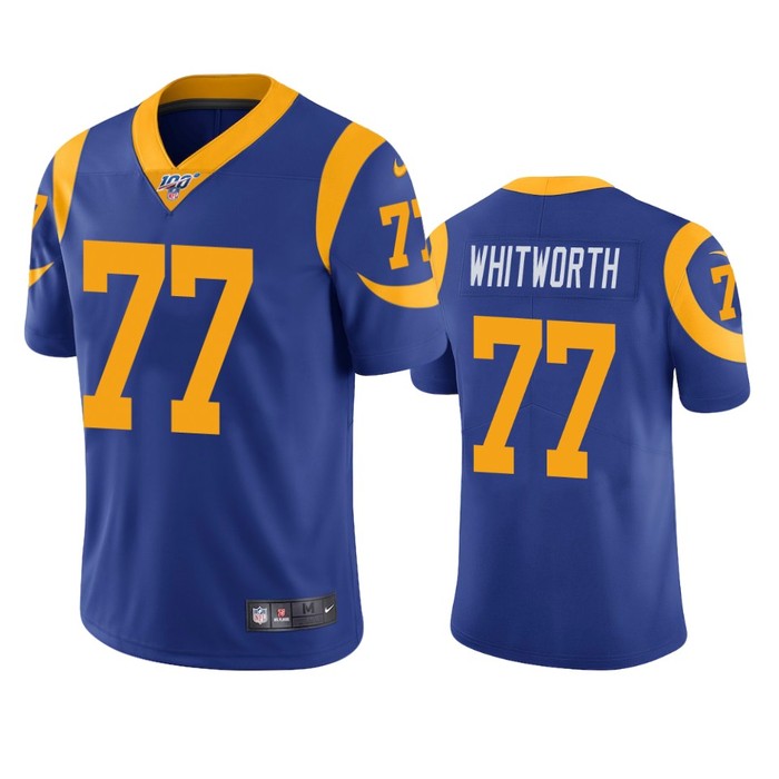 Los Angeles Rams Andrew Whitworth Royal 100th Season Vapor Limited Jersey