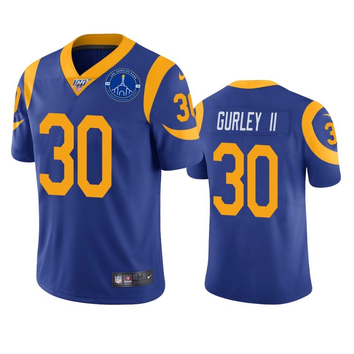 Los Angeles Rams Todd Gurley Ii Royal 100th Season L.a. Coliseum Patch Jersey