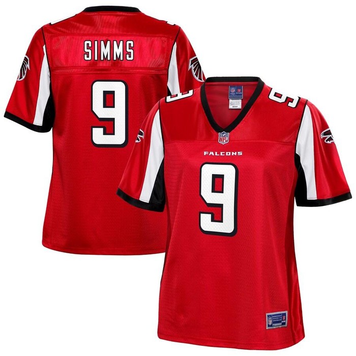 Matt Simms Atlanta Falcons Nfl Pro Line Womens Team Color Player Jersey - Red