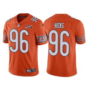 Men Chicago Bears 100th Anniversary Akiem Hicks Orange Vapor Limited Jersey