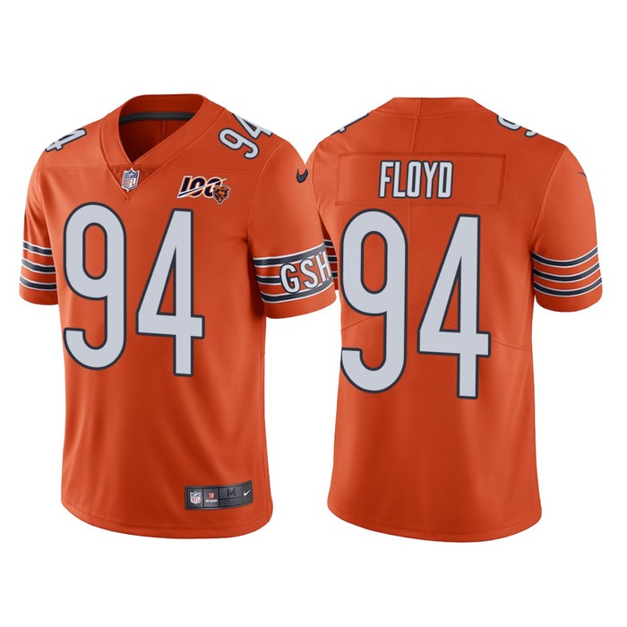 Men Chicago Bears 100th Anniversary Leonard Floyd Orange Vapor Limited Jersey