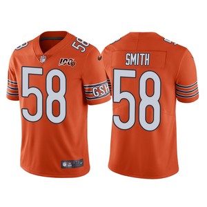 Men Chicago Bears 100th Anniversary Roquan Smith Orange Vapor Limited Jersey