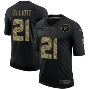 Mens Dallas Cowboys #21 Ezekiel Elliott 2020 Black Camo Salute To Service Limited Stitched Nfl Jersey