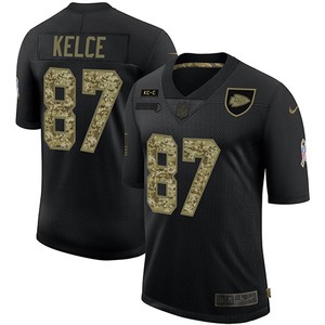 Mens Kansas City Chiefs #87 Travis Kelce Black Camo Salute To Service Limited Stitched Nfl Jersey