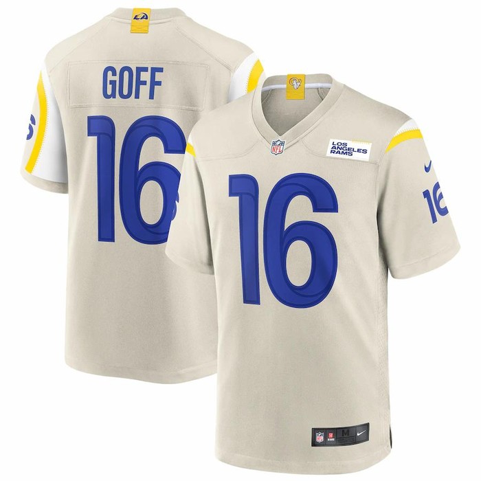 Mens Los Angeles Rams Jared Goff Nike Bone Game Jersey