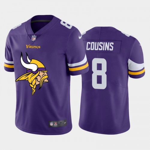 Mens Minnesota Vikings #8 Kirk Cousins Purple 2020 Team Big Logo Limited Stitched Nfl Jersey - Cocomos