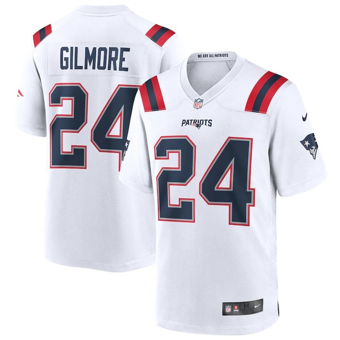 Mens New England Patriots Stephon Gilmore Nike White Game Jersey - Cocomos