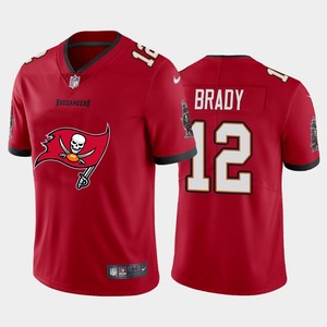 Mens Tampa Bay Buccaneers #12 Tom Brady Red 2020 Team Big Logo Limited Stitched Nfl Jersey