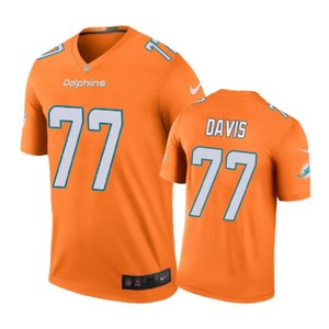 Miami Dolphins #77 Jesse Davis Nike Color Rush Orange Jersey