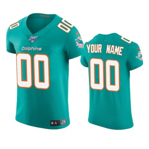 Miami Dolphins Custom Aqua 100th Season Vapor Elite Jersey