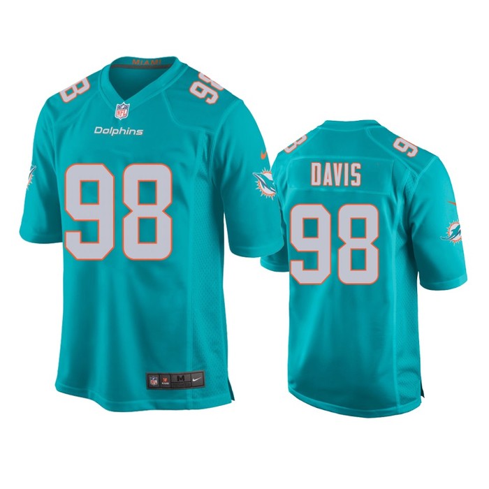 Miami Dolphins Raekwon Davis Aqua 2020 Nfl Draft Game Jersey